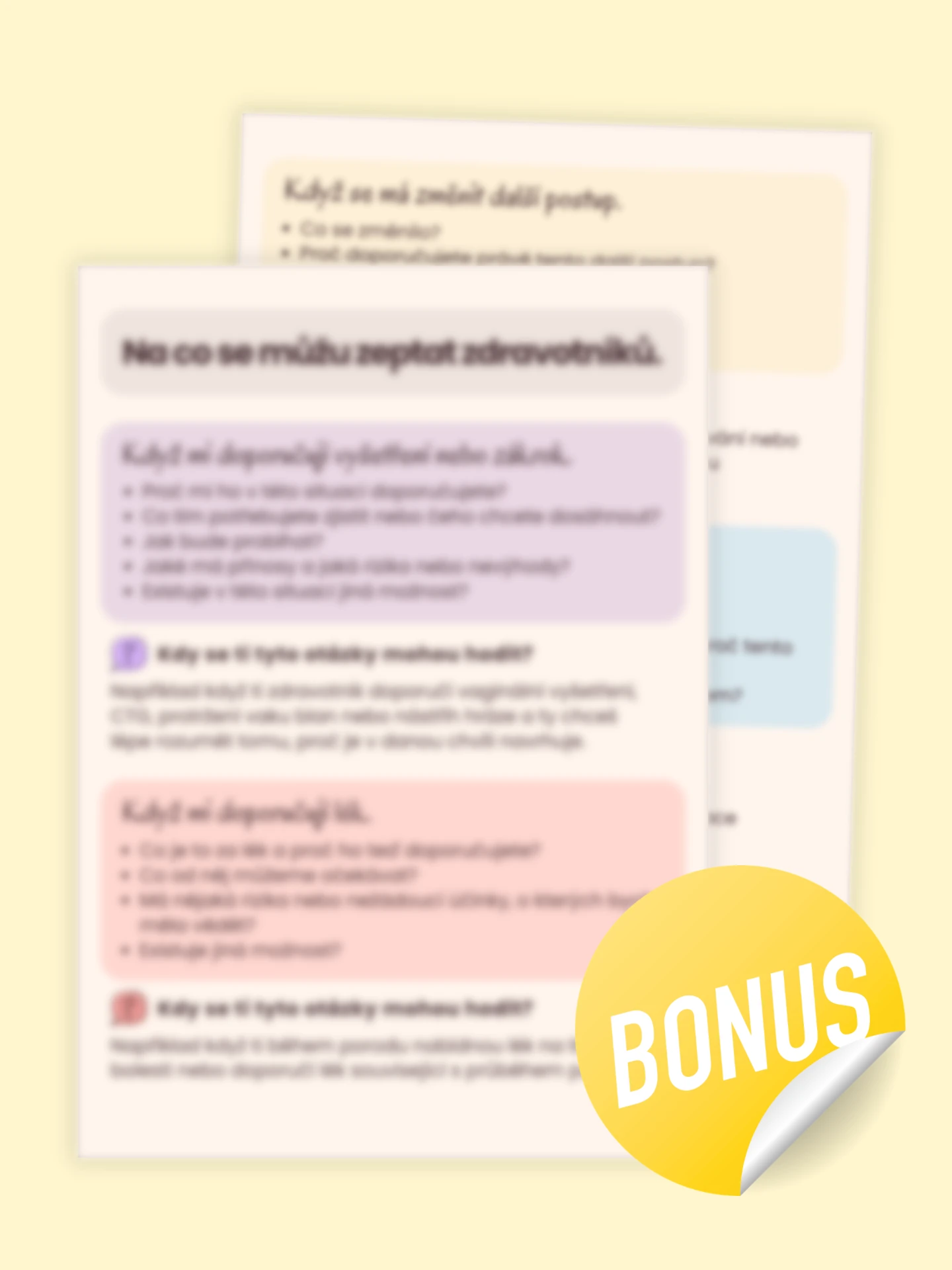 Bonusový tahák „Na co se můžu zeptat zdravotníků“